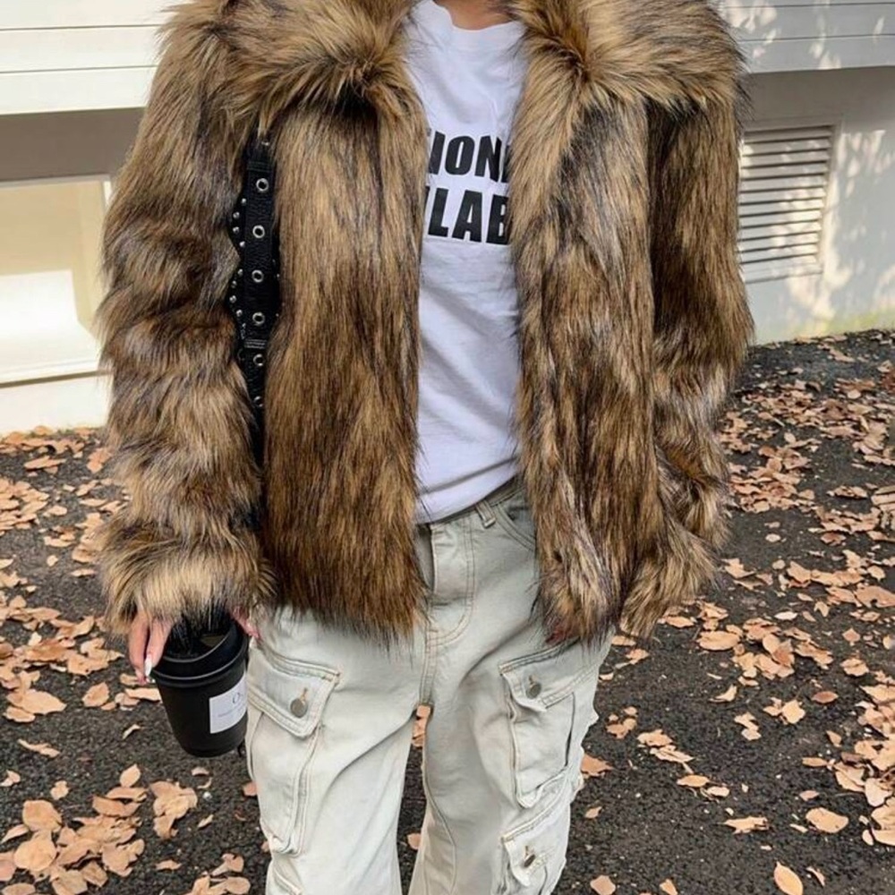 Woman Faux Fur Jacket - Brown